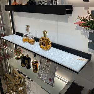 High-end Aluminum Alloy Wall-Mounted Display Stand with Lighting and Marble Stripes <b>for</b> Display and Storage - Product Image 5