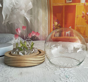 Regalo per Ragazze: <span class=keywords><strong>Lampada</strong></span> Notturna Fai-da-Te a Forma di Tulipano in Vetro, Fiori Artificiali di Rosa e Tulipano con Luce, <span class=keywords><strong>Lampada</strong></span> LED Romantica a Globo Viola/Rosa - Product Image 2