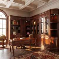 Bibliothèque de luxe sur mesure en chêne massif et noyer, design librairie, étagère en bois massif pour villa, appartement, bureau, mobilier