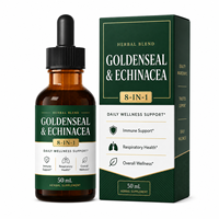 Gotas de Equinácea Goldenseal OEM 50ml, Complejo Herbal 8 en 1 con Quelato de Zinc para la Resiliencia Inmunológica, Marca Privada ODM