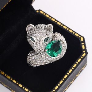 Vintage French Fox Open <b>Ring</b> Paved Zircon Animal <b>Statement</b> <b>Ring</b> For Women European American Fashion Jewelry - Product Image 2
