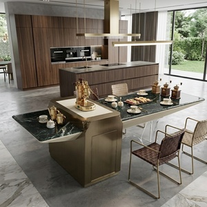 Table moderne en marbre naturel Verde <span class=keywords><strong>Alpi</strong></span> avec support en acrylique, table de conférence polyvalente pour villa et maison - Product Image 4