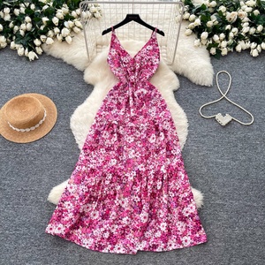 Vestido Midi de Verano para Mujer, Estilo A-Line, Sin Mangas, Estampado, Corte Imperio - Product Image 3