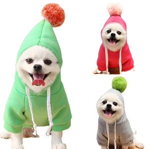 Cartoon Hoodie With Balls Dog <b>Cat</b> Pet <b>Clothes</b> Winter Warm Hooded Sweater <b>For</b> Small Dogs Pomeranian French Bulldog Teddy - Product Image 1