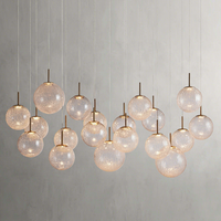 Lustre rectangulaire en verre pour îlot de cuisine de 65 pouces, décoration intérieure, boule à bulles, table à manger moderne, lustre de luxe