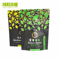 Sachets à zip-lock debout imprimés personnalisés sachet d'emballage de thé en vrac vert fumé au jasmin avec feuille d'aluminium