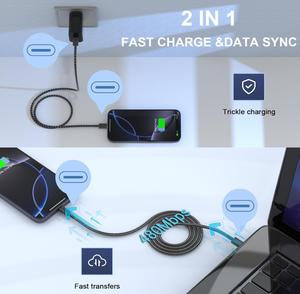 3A USB C USB C sạc cáp 3ft 6ft 60W nhanh nylon bện Loại C sạc cáp cho iPhone 16 15 Pro Max Hộp gói bao gồm - Product Image 5