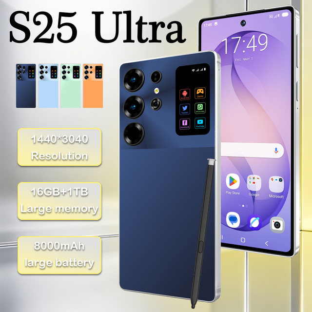 Factory Price S25 Ultra 5G Android Smartphone 1TB ROM 16GB RAM With 8000mah Battery for Wholesale Mobile Manufacturer