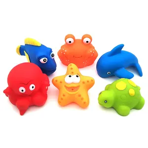 Fun Summer Water Spraying Lovely Ocean Animal Squeeze Toy Flexible PVC Plastic Bath Toy For Kids Baby