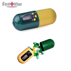 Temporizador de pastillero digital de plástico con forma de cápsula con alarma de 24 horas