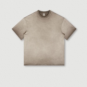 เสื้อยืดคอกลมโอเวอร์ไซส์ผ้าฝ้ายถัก 100% สีพื้น แขนสั้น สไตล์ลำลอง พิมพ์โลโก้ตามสั่งสำหรับผู้ชาย - Product Image 2