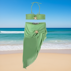 Costume da bagno intero HDJ con controllo pancia, fascia a fascia e gonna drappeggiata, verde tinta unita, taglie 8 10 12 14 16 - Product Image 2