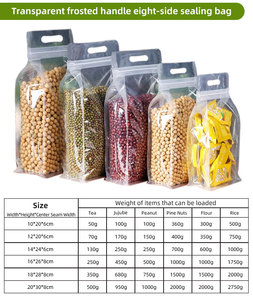 Tùy chỉnh mờ trong suốt có nắp kéo đứng lên túi bao bì niêm phong dây kéo nhựa đáy phẳng trong suốt có tay cầm - Product Image 5