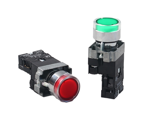 สวิตช์ปุ่มกดแบบรีเซ็ตตัวเองได้ ไฟ LED ส่องสว่าง 22 มม. IP41 พลาสติกและโลหะ 1NO - Product Image 1