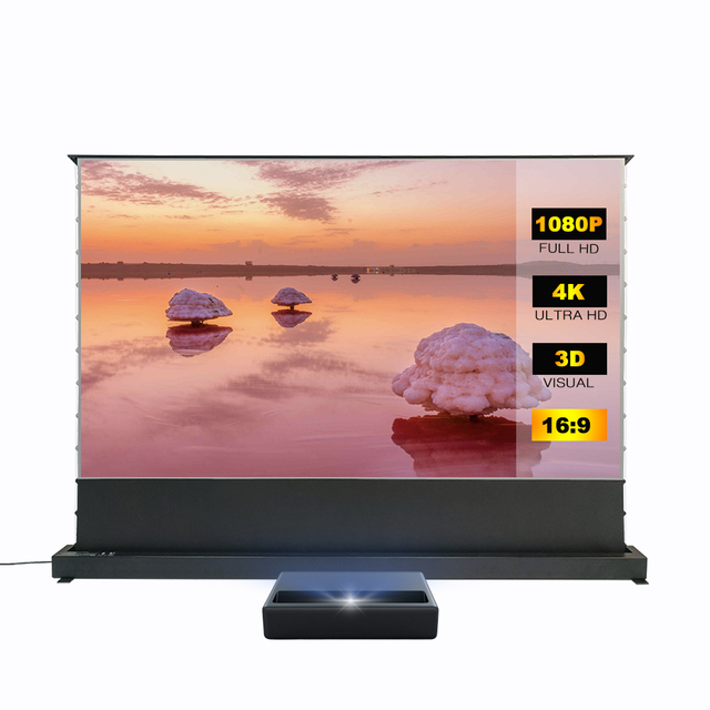 120inch Tesnion Electric Projector Floor Screen Ultra Short Throw for Short Projector