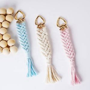 พวงกุญแจเชือกฝ้ายถักทำมือปี <span class=keywords><strong>2022</strong></span> พร้อมพู่ห้อยสไตล์โบโฮ แมคราเม่ สำหรับตกแต่งกระเป๋าผู้หญิง - Product Image 2