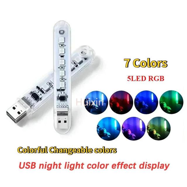 Hot USB Plug Lamp Colorful RGB USB LED Plug And Play Night Light LED Computer Mobile Power Charging Atmosphere Night Lights