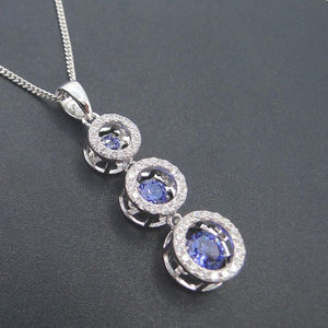 Pendentif en argent, forme de trois cercles, pendentif à goutte, zircone cubique, bijoux diamant dansant - Product Image 4