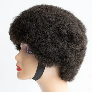 Preço de fábrica Pixie Cut Peruca Curly Cor Natural Cabelo Humano Curto Perucas Máquina Feita Perucas Curtas Para As Mulheres Negras