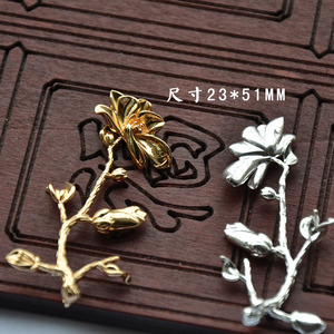 กิ๊บติดผมรูปดอกทิวลิป 23*51 มม. ทอง เงิน ชุบทองแดง งานแต่งงาน DIY เครื่องประดับตกแต่ง - Product Image 1