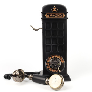 2024 पुराने जमाने के टेलीफोन ऑडियो गेस्ट बुक विंटेज स्टाइल ब्लैक रोटरी ऑडियो गाइड फोन बूथ के लिए - Product Image 5