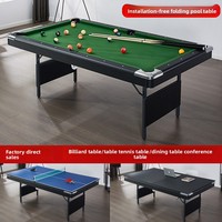 Table de billard pliable multifonctionnelle 3-en-1 pour l'intérieur, 6 pieds, avec cadre en MDF et coussin en caoutchouc, portable