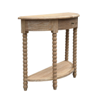 Table console demi-lune ronde en bois de chêne massif incurvé, style antique, avec tiroirs, pour couloir, salon, cuisine, HL617-100