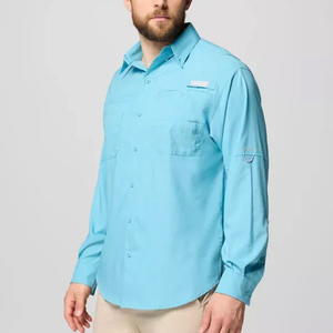 Camiseta de pesca con capucha ventilada, cuello con logo, cremallera, personalizada, de bambú, con logo UV, polo con logo, estampada por sublimación, con botones. - Product Image 4