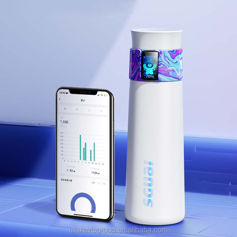 Nueva llegada termo portátil de acero inoxidable 316 vacío drinkware App botella de agua inteligente con pantalla TFT de temperatura