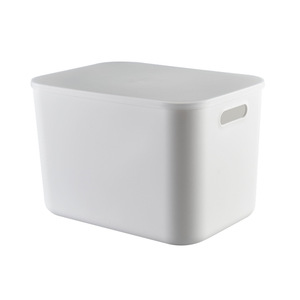 Desktop Storage Box Rectangle Solid Color Stackable With Lid Large Capacity For Stationery Food Storage - Product Image 5