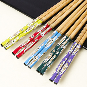 Palillos de bambú al por mayor, 24 cm, diseño de cola de pavo real, cinco colores, palillos individuales, vajilla para regalo. - Product Image 1