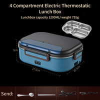 Boîte à lunch électrique USB portable, compartimentée, chauffe-aliments pour voiture, récipient isotherme en acier inoxydable