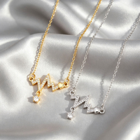 EKG Hartslag Strass Hanger Ketting Goud Zilver Hart Charm CZ Drop Ketting voor Vrouwen Paar Valentijnsdag Sieraden