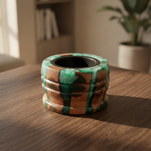 Brûleur d'encens en bois fait main, design marbré vert bambou, décoration aromatique pour la maison, utilisation toute saison - Product Image 1