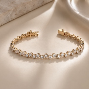 IGI Grade Lab Grown Diamond Tennis Bracelet Round Brilliant Full Pave 10KT 14KT 18K <b>Gold</b> for Women - Product Image 1