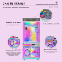 Machine à griffes grand format, jeu d'arcade coloré avec écran LED, fonctionne à pièces, en anglais, certifiée CE, 200W, prise US