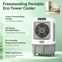Refroidisseur d'air évaporatif mobile Iwata avec réservoir d'eau de 60L, ventilateur de refroidissement portable à faible bruit pour usage extérieur et garage