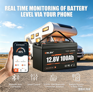 แบตเตอรี่ลิเธียม LiFePO4 กึ่งแข็ง 12.8V 100AH รุ่น Enlzh สำหรับรถยนต์แคมป์ปิ้ง/รถยนต์ไฟฟ้า 4000 รอบการใช้งาน พร้อมบลูทูธ 5.0 ควบคุมผ่านแอพสมาร์ทโฟน มาตรฐาน IP65 - Product Image 5