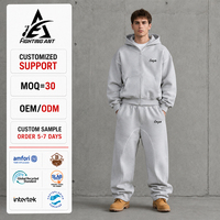 Ensemble sweat à capuche zippé et pantalon de survêtement large pour homme, en molleton de coton épais 450 GSM, coupe ample et oversize, avec logo personnalisé Fighting Ant