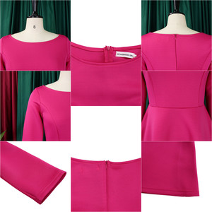 D346 Nouvelle Collection <span class=keywords><strong>Robe</strong></span> de <span class=keywords><strong>Soirée</strong></span> Élégante à Manches Longues et Ourlet Large Couleur Unie pour Femme - Product Image 6