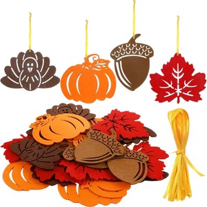 Adornos de Fieltro para el Día de Acción de Gracias, Hoja de Arce, Calabaza, Bollo, Pavo, Decoración Colgante para Interiores y Exteriores, 4 Diseños Cada Uno - Product Image 5
