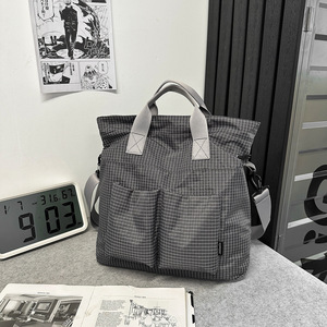 Bolso <span class=keywords><strong>tote</strong></span> a cuadros, unisex, gran capacidad, bolso de mano, bolso de hombro, bolso bandolera - Product Image 3