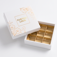 Boîte en carton pour truffes avec séparateur quadrillé pour emballage de chocolat, plateau d'insertion rigide, élégant et de qualité boutique