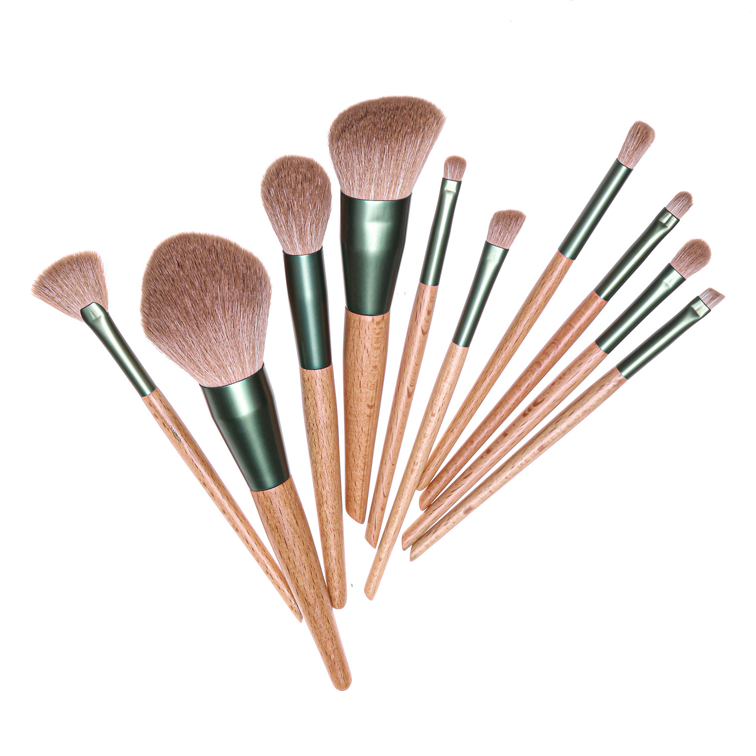 Ensemble de pinceaux de maquillage verts