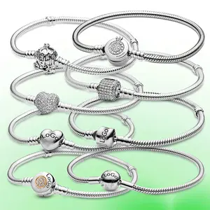 Pulseira de prata esterlina 925 real com corrente de osso de cobra, pulseira DIY com pingente de osso de cobra, atacado