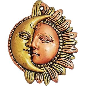 PARIJAT HANDICRAFT Vastu Fengshui Collection Tenture Murale Lune Demi Visage Décorative Tenture Murale En Métal Fait Main Art Mural pour - Product Image 2