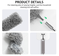 Kit de dépoussiérage en microfibre avec perche télescopique, têtes pliables et lavables pour nettoyer les ventilateurs de plafond, les toiles d'araignées et les stores de plafond hauts