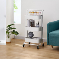 Chariot de rangement multifonctionnel en métal et plastique avec roulettes pour légumes et fruits, idéal pour chambre, salon, cuisine, salle de bain - Offre Spéciale
