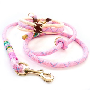 Conjunto de Correa y collar de perro trenzado de nailon multiusos ajustable de lujo <span class=keywords><strong>Elizabeth</strong></span> Cuerda gratis personalizada para perros y cachorros - Product Image 1