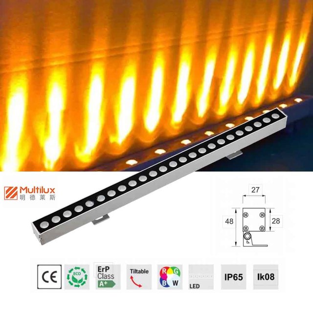 Outdoor Facade LED Linear Wall Washer Light - Aluminum Alloy Dual Voltage DC24V/AC110-230V IP65 Waterproof (Optional)
